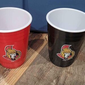 Ottawa Senators NHL home and away plastic cups set of 2 as shown